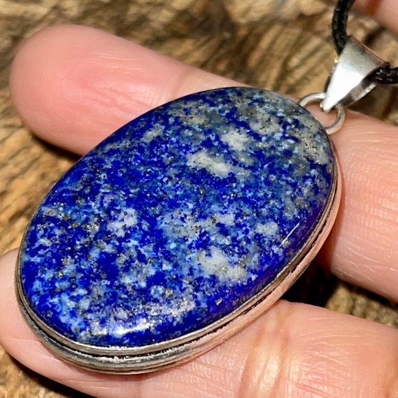 Pretty Dark Blue Lapis Lazuli Pendant 2” - Picture 1 of 13